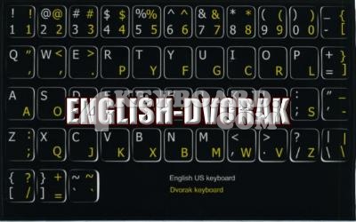 Click to enlarge English - Dvorak keyboard sticker