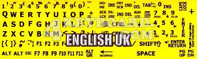 Click to enlarge English UK LARGE LETTERING keyboard stickers