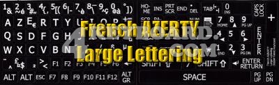 Click to enlarge French AZERTY Large Lettering Upper case keyboard stickers