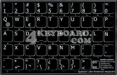 Click to enlarge Spanish Latin American keyboard sticker