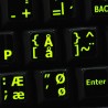 Glowing fluorescent Danish English keyboard sticker