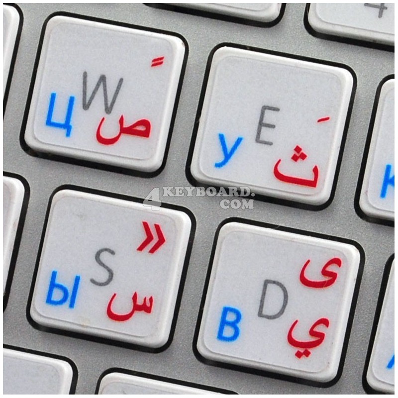 Spanish (Latin American) Keyboard Stickers with RED Lettering ON  Transparent Background