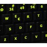 Glowing fluorescent Danish keyboard sticker