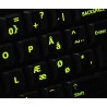 Glowing fluorescent Danish keyboard sticker