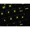 Glowing fluorescent German keyboard sticker