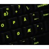 Glowing fluorescent Norwegian keyboard sticker