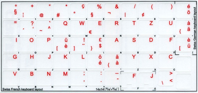 Swiss QWERTZ Keyboard Stickers