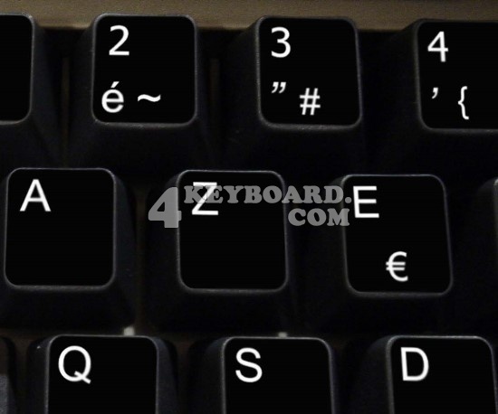 FRENCH AZERTY NON TRANSPARENT KEYBOARD STICKERS BLACK  