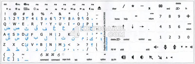 MAC ENGLISH ARABIC STICKERS WHITE COLOR OF BACKGROUND  