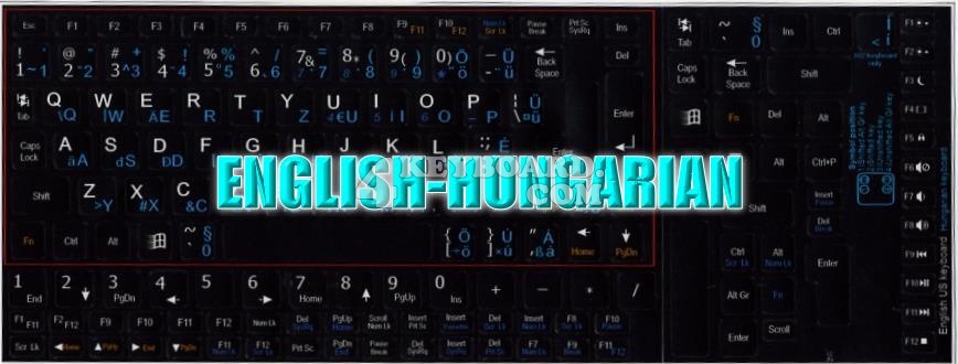 NETBOOK HUNGARIAN ENGLISH KEYBOARD STICKERS BLACK COLOR  